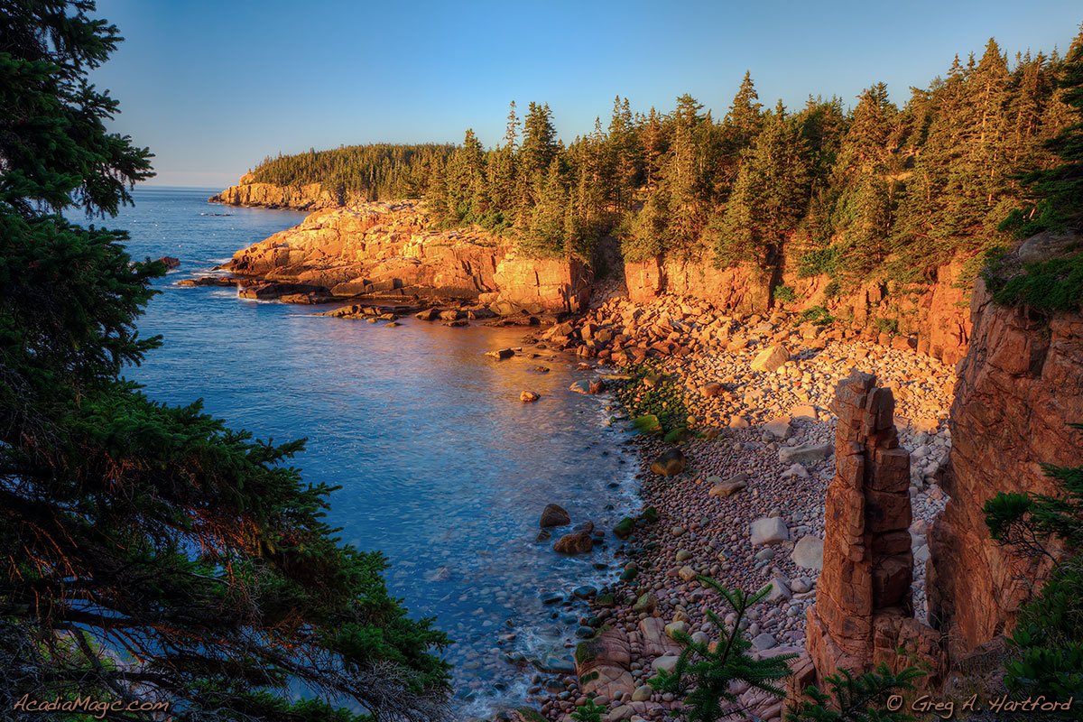 Sunrise at Monument Cove and Otter Cliff in Acadia National Park