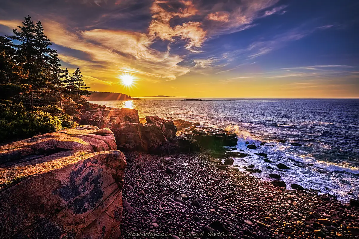Beautiful sunrise in Acadia National Park, Maine