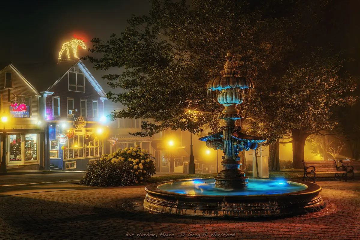 Water fountain in Bar Harbor, Maine park