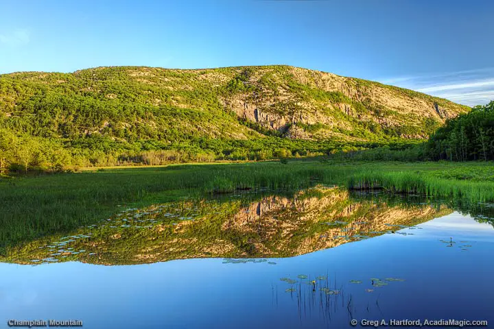 Champlain Mountain with reflection in water