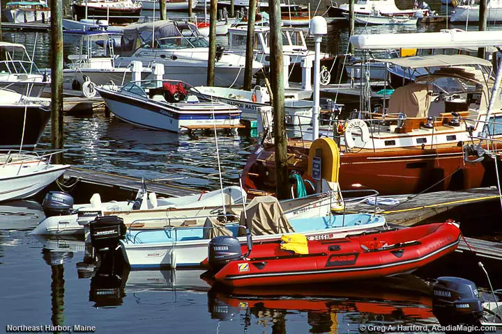 Boats at docks in the harbor