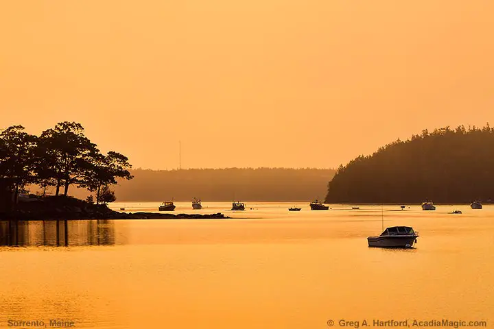 Sunrise in Sorrento, Maine with Calf Island and Gouldsboro Peninsula