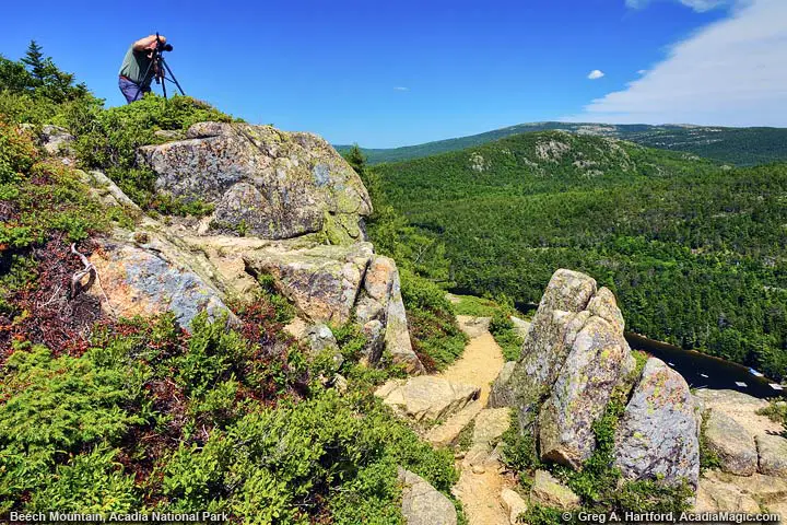 A photographer tries to capture the landscape from Beech Mountain