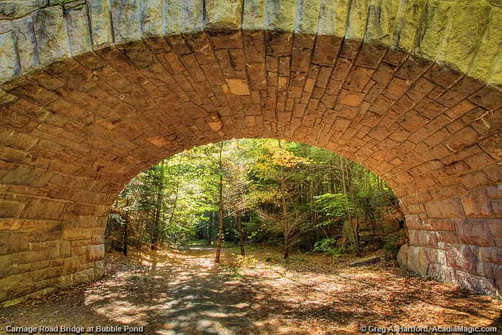 Arched Stone Faced Carriage Road Bridge at Bubble Pond