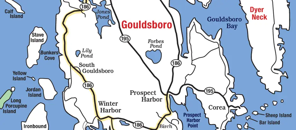 Location of Forbes Pond in Gouldsboro
