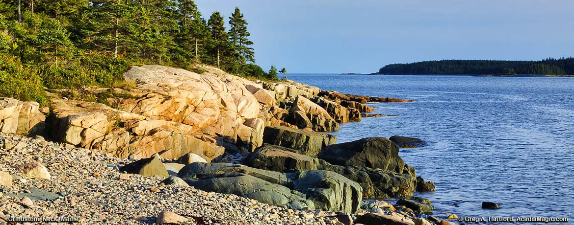 The western shore of Grindstone Neck in Winter Harbor, Maine