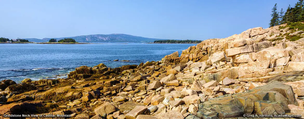 View of Cadillac Mountain from Grindstone Neck, Maine