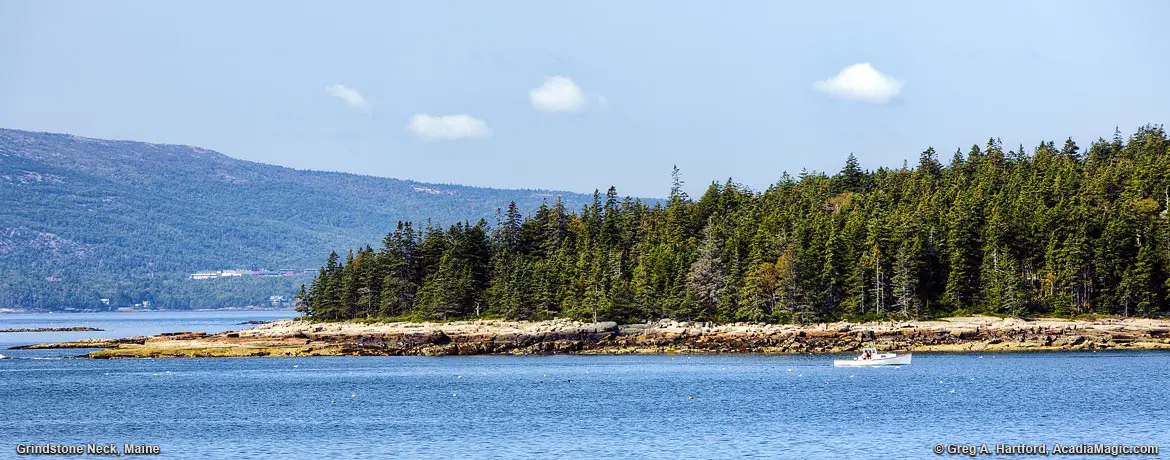 The view of Grindstone Neck from Schoodic Peninsula