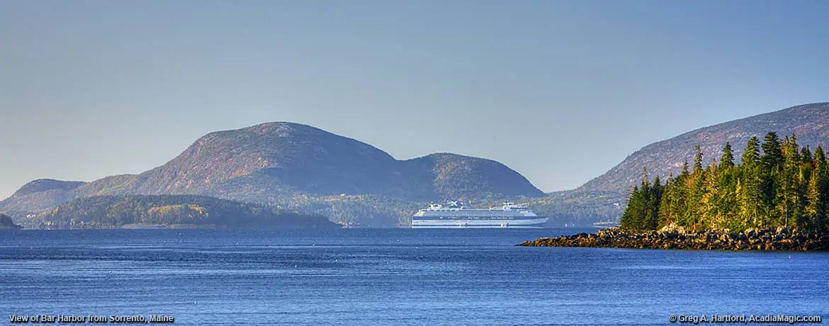 Bar Harbor Cruise Ship seen from Sorrento, Maine