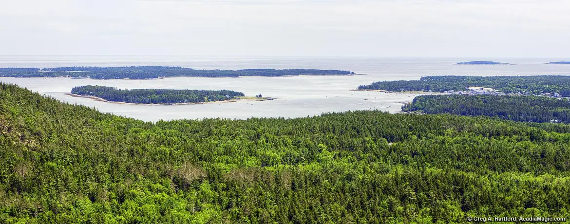 View of Greening Island and Southwest Harbor from Beech Mountain Trail