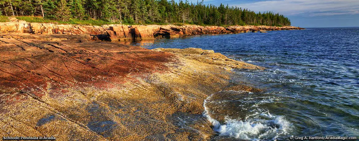 Sunset on the west coast of the Schoodic Peninsula in Acadia National Park