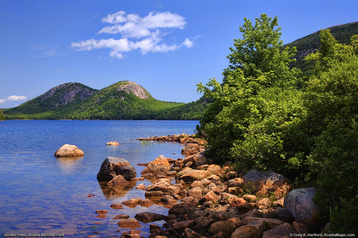 Jordan Pond and North and South Bubble Mountains in Acadia National Park, Maine