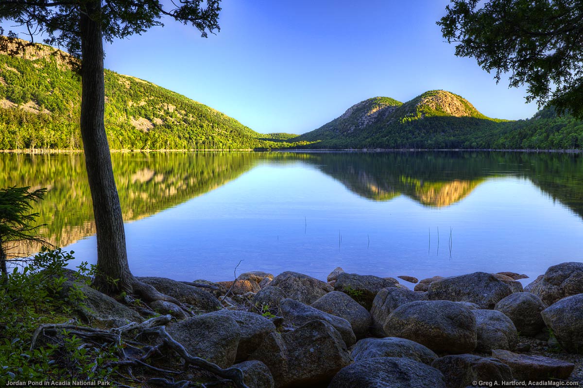 A view of the Bubbles from the Jordan Pond Nature Trail in Acadia National Park