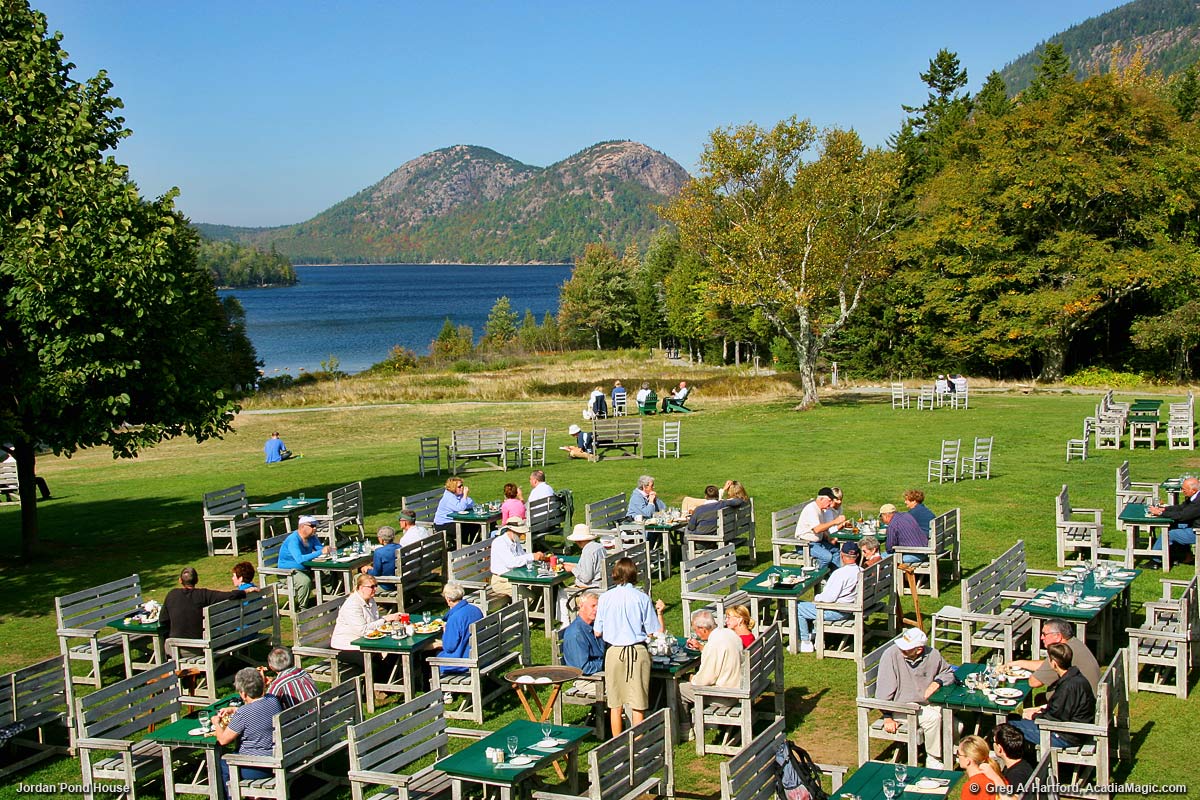 Outside Seating at the Jordan Pond House in Acadia National Park