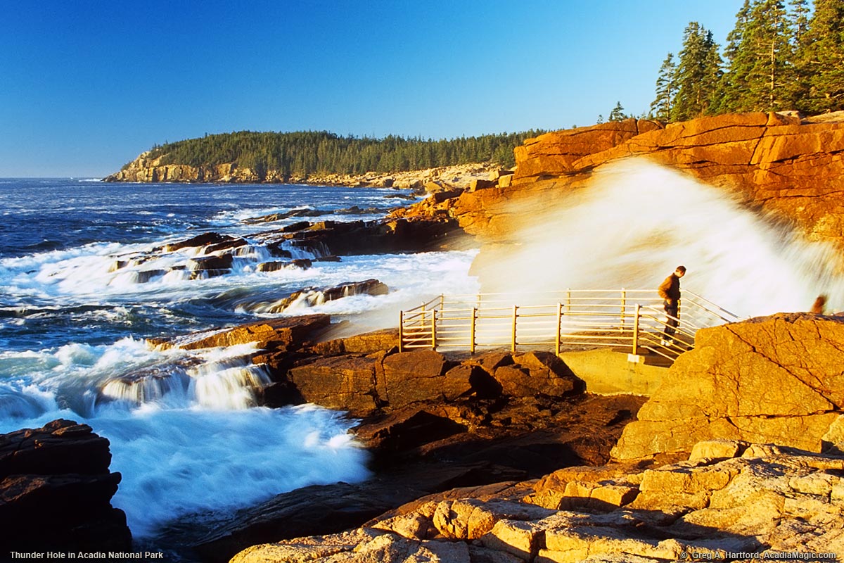 Getting Wet at Thunder Hole in Acadia National Park, Maine