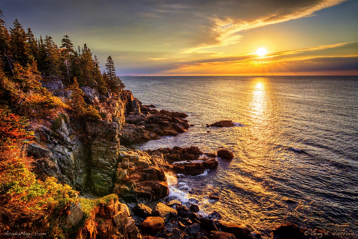 Dramatic sunrise during mid-October in Acadia National Park