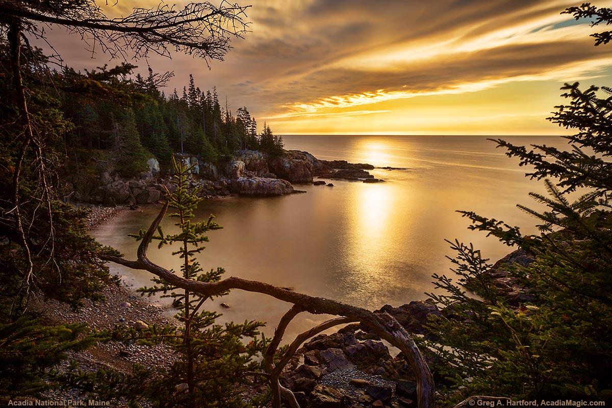 Sunrise at Little Hunters Beach in Acadia National Park