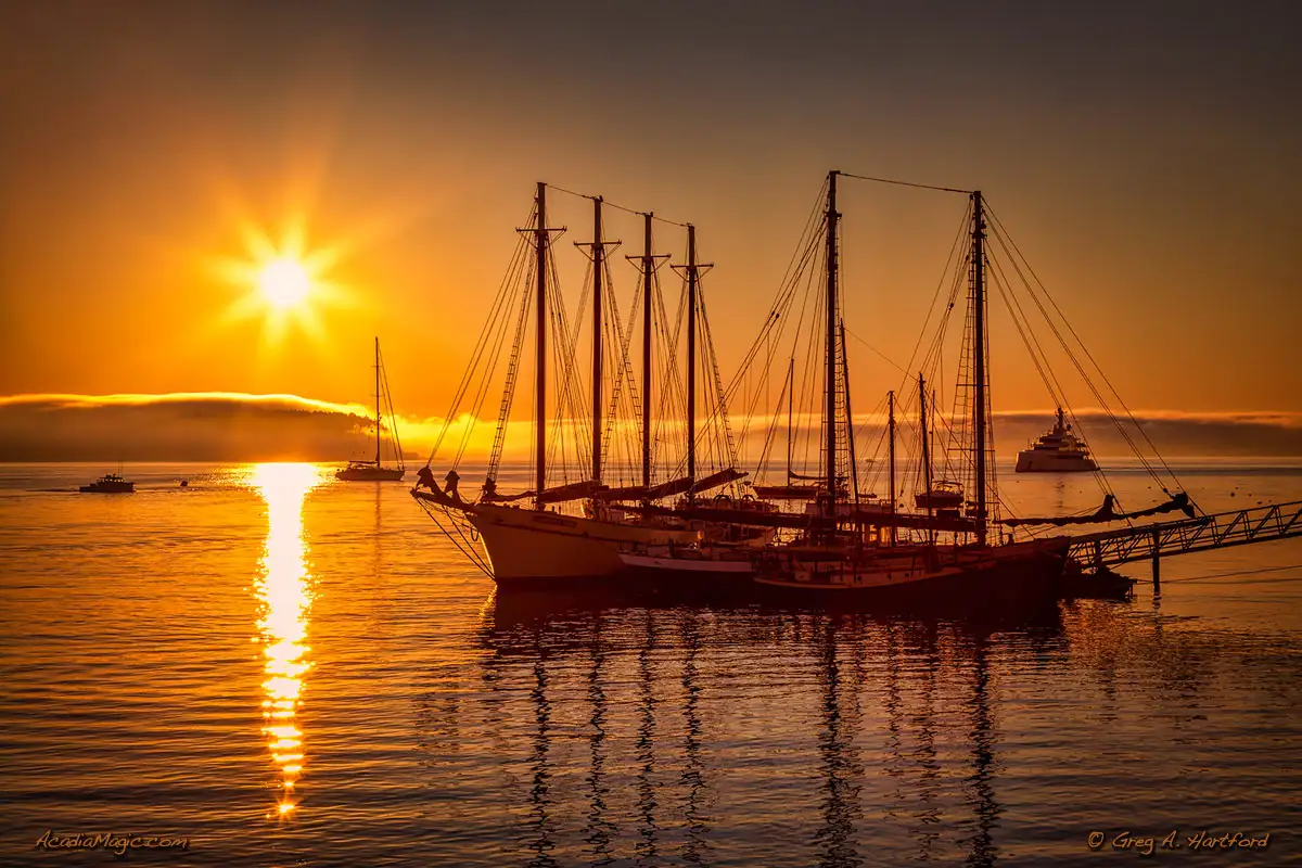 Schooner Margaret Todd at sunrise in Bar Harbor