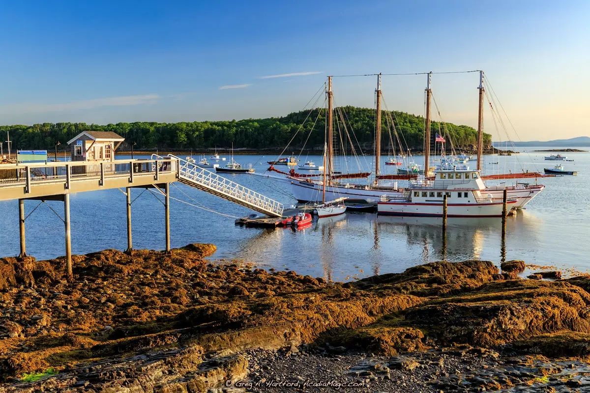 The Bar Harbor Shore Path provides a great view of the Margaret Todd Schooner.