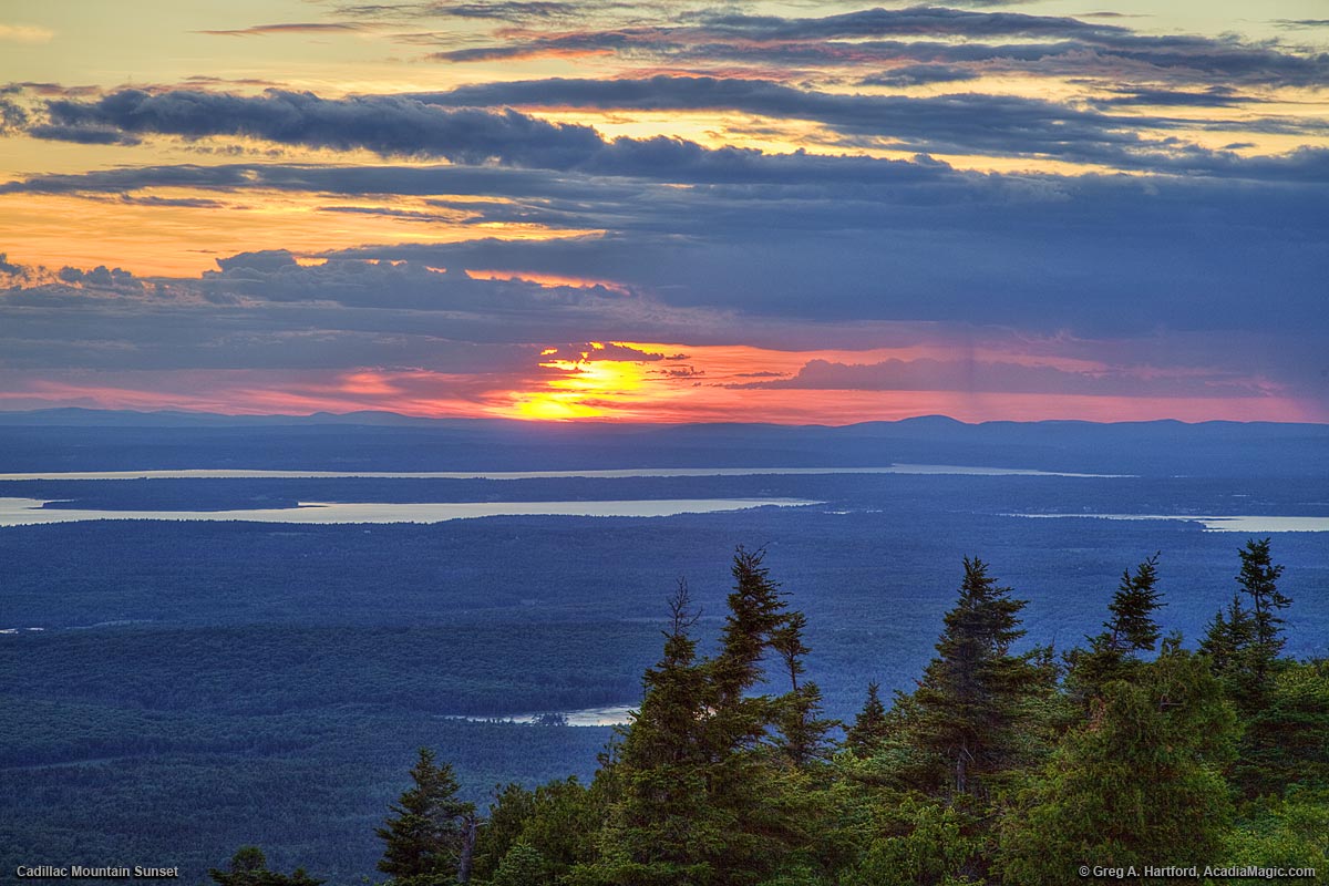 Sunset on Cadillac Mountain in Acadia National Park