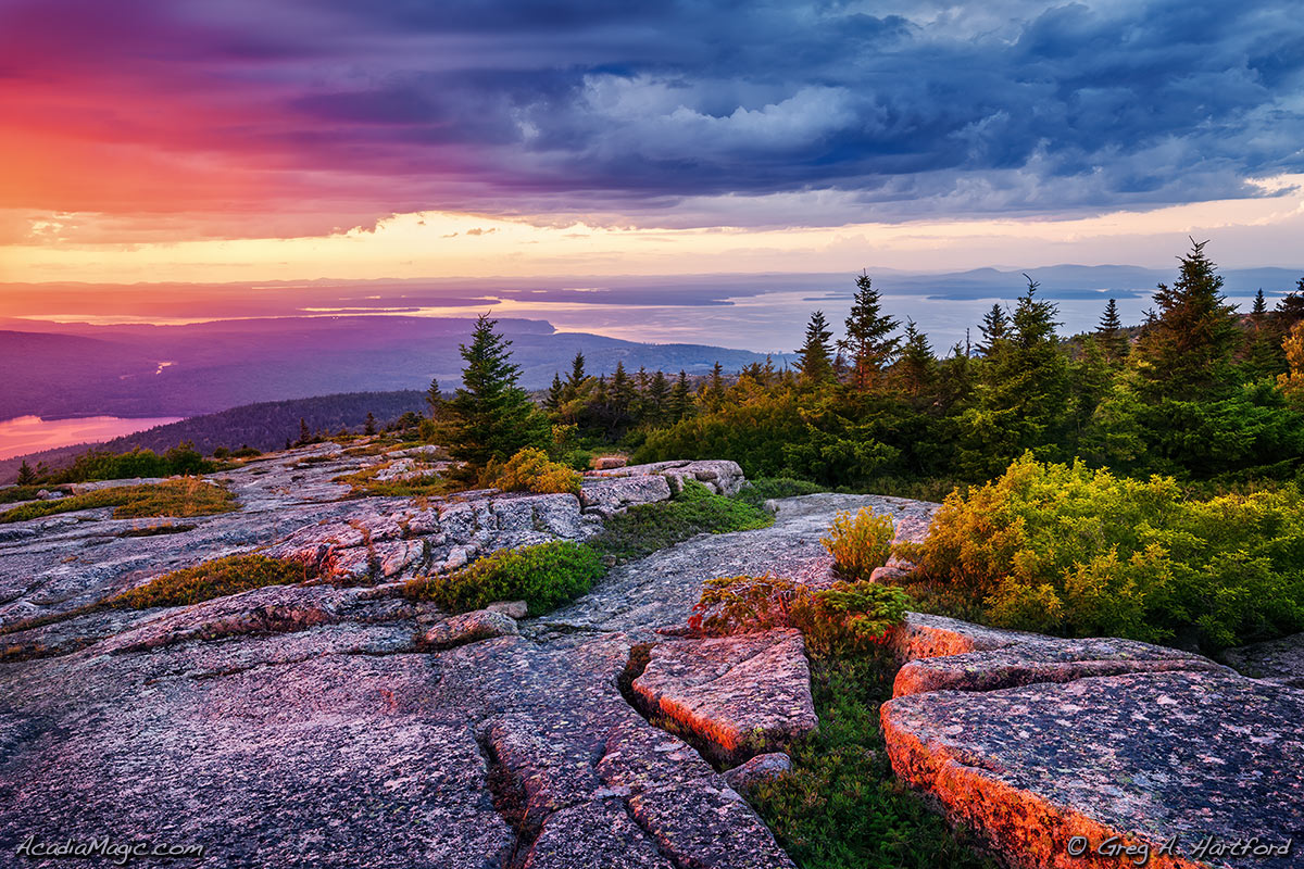 Cadillac Mountain Sunset with Cloudy Sky