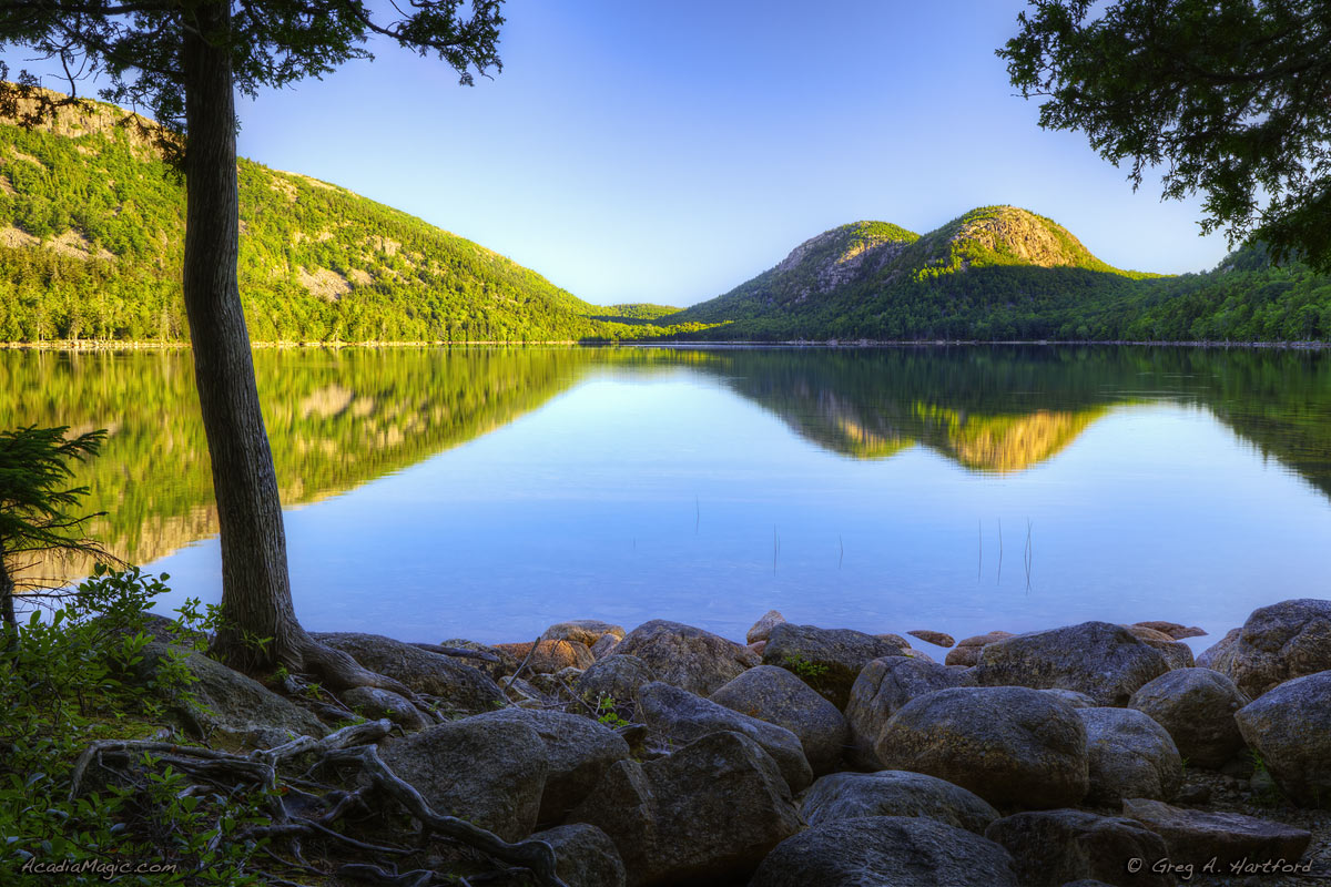 A view of the Bubbles from the Jordan Pond Nature Trail in Acadia National Park
