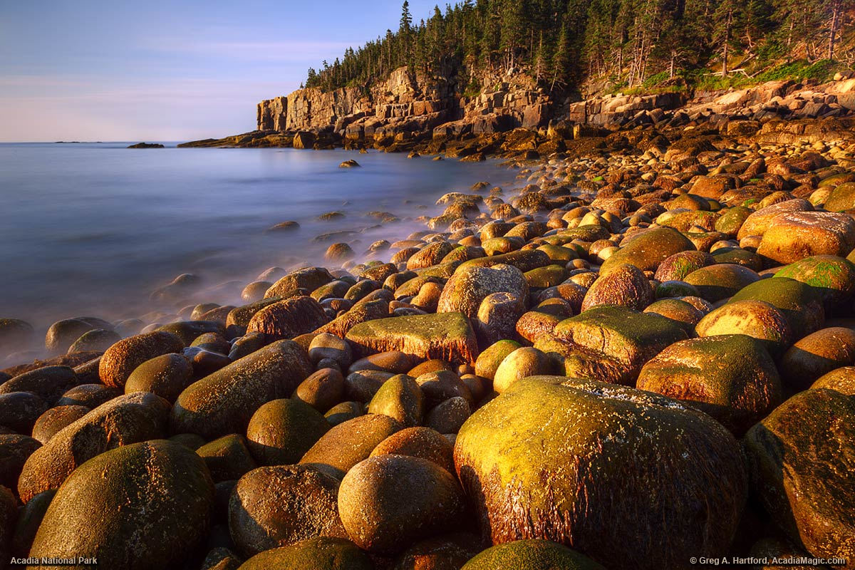 Otter Cliff & Round Boulders at Otter Cliff in Acadia National Park at sunrise