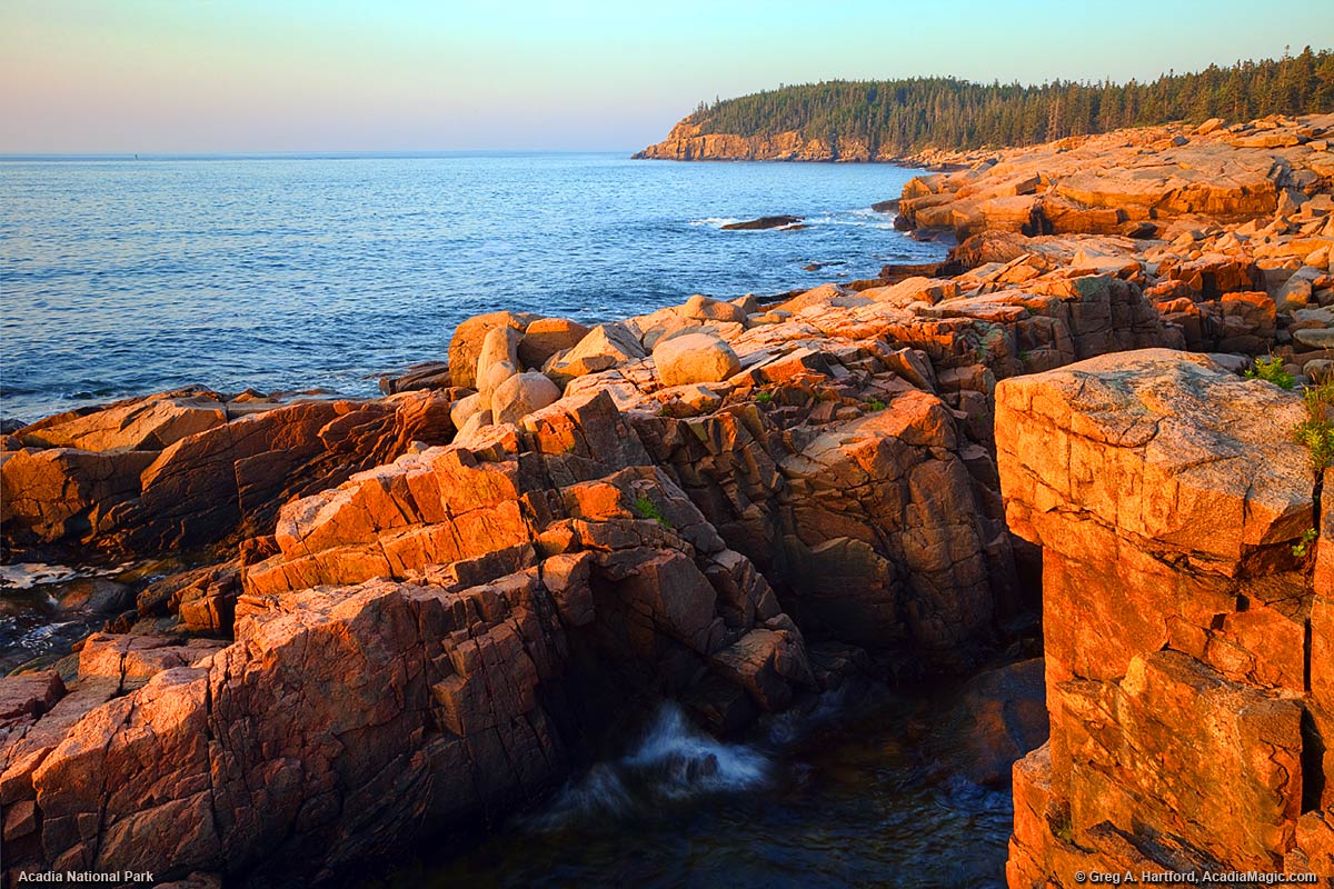 A view of Otter Cliff from the Shore Path in Acadia National Park