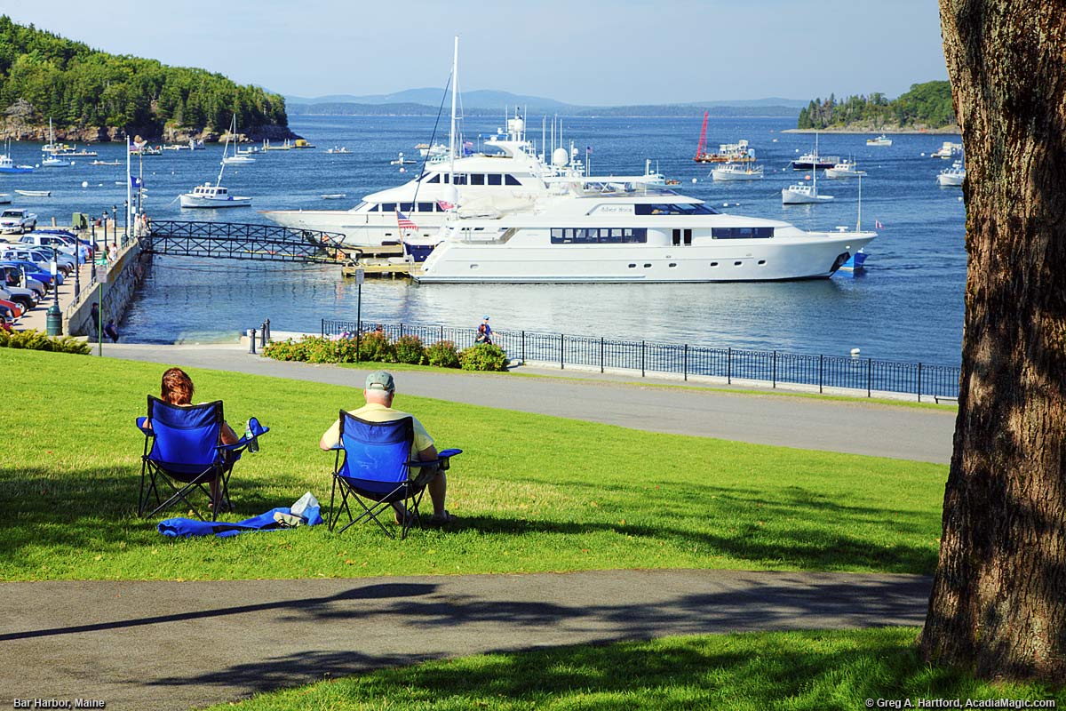 Bar Harbor, Maine and the Shore Path with yachts