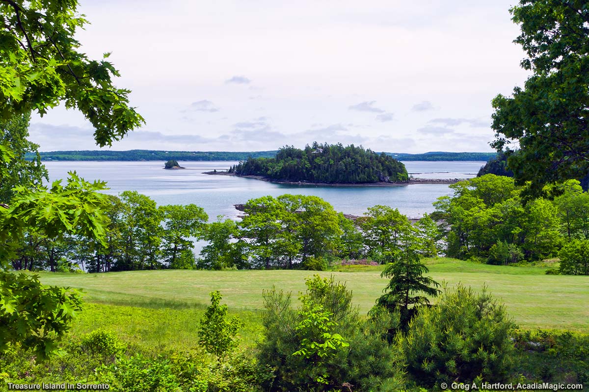Treasure Island can be seen from Blink Bonnie Golf Course in Sorrento, Maine.