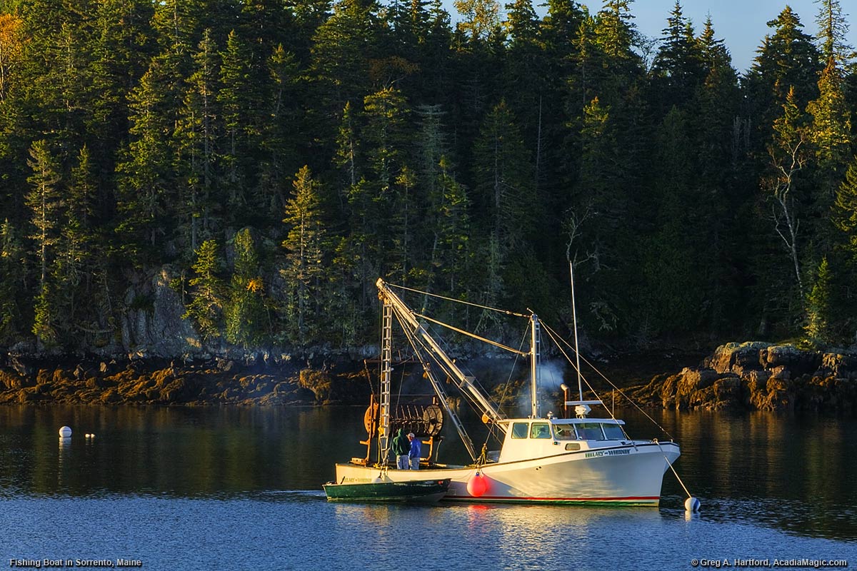 A scallop dragger boat in Sorrento, Maine
