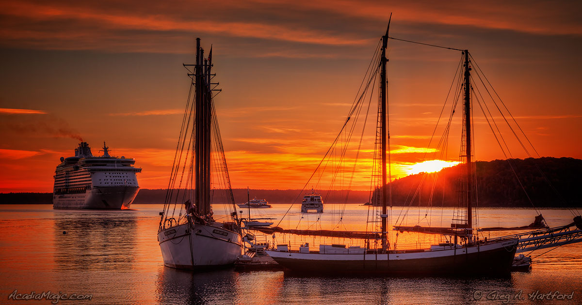 Bar Harbor Sunrise with Margaret S. Todd & Cruise Ship