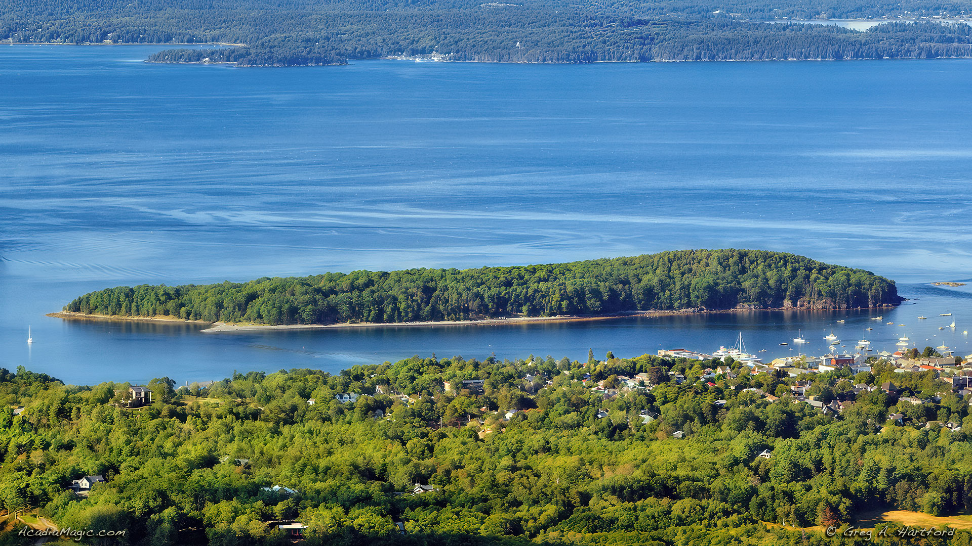 View of Bar Island from Cadillac Mountain in Acadia National Park, Maine