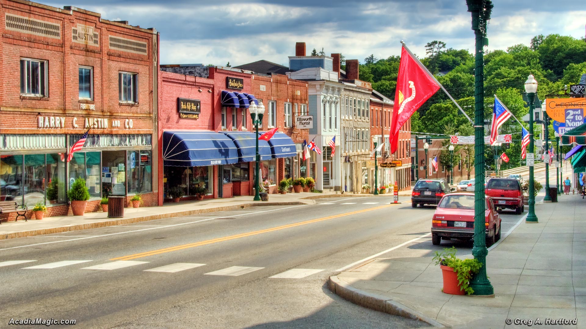 Main Street in Ellsworth, Maine from years past