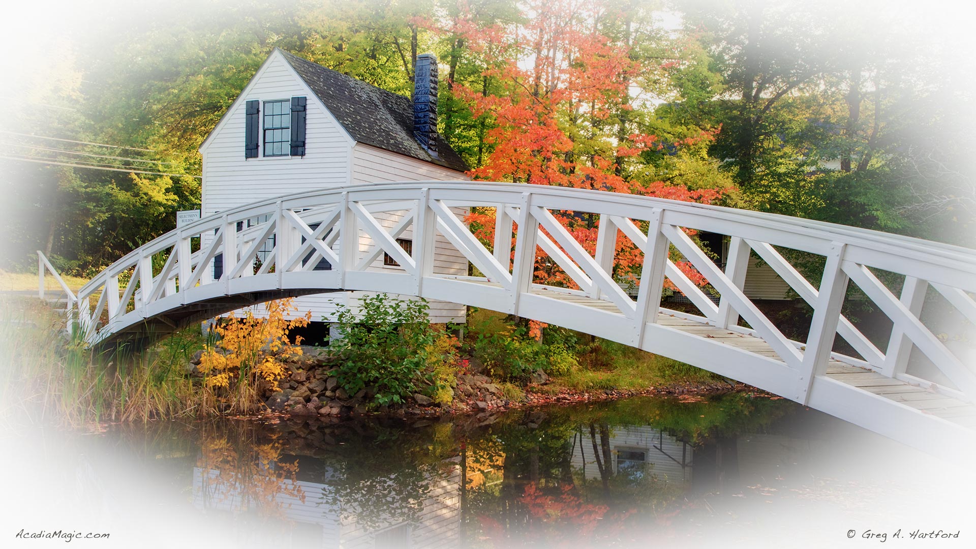 Arched walking bridge in the Village of Somesville, Maine