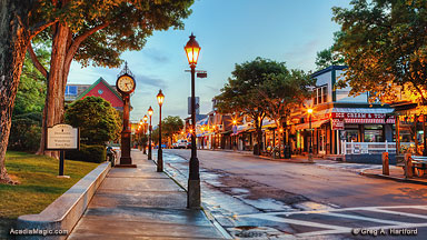 Town Clock on Main Street, Bar Harbor, Maine