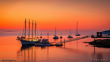 Margaret S. Todd Schooner next to Bar Harbor Shore Path
