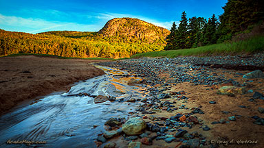 The Beehive mountain viewed from the eastern side of Sand Beach in Acadia National Park