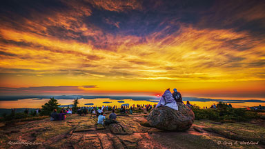 Waiting for the sunrise on Cadillac Mountain in Acadia National Park