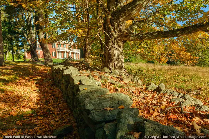 Old Rock Wall at Woodlawn Museum during Autumn Season