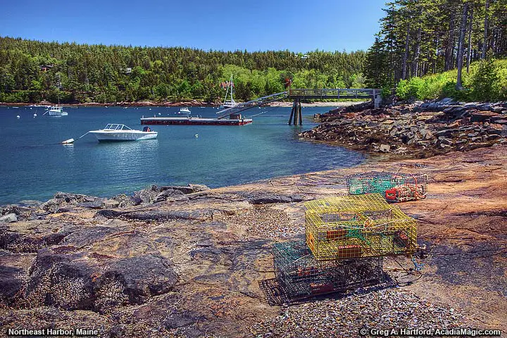 Maine lobster trap on the shore