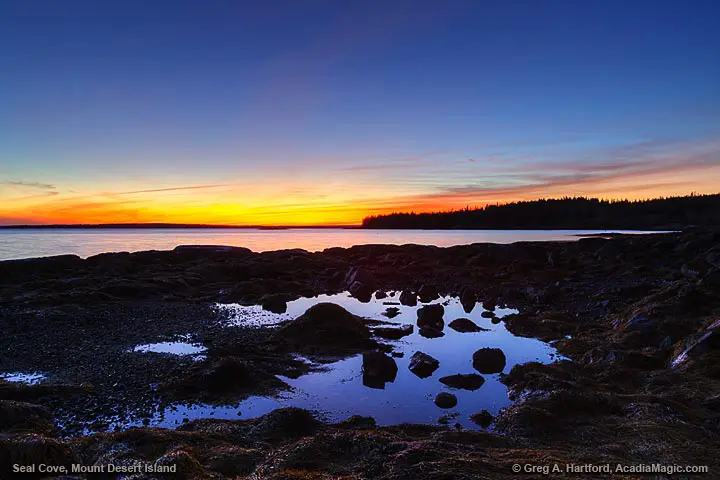 Sunset in Seal Cove on Mount Desert Island, Maine