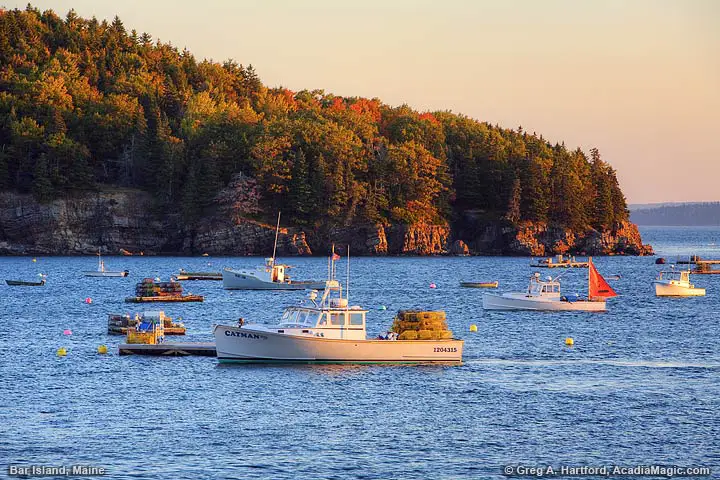 Maine Lobster Boats at sunrise during autumn