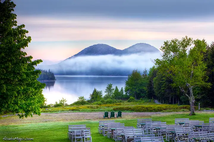 Morning Fog at Jordan Pond in Acadia National Park