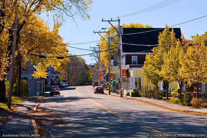 Main Street in Southwest Harbor during Autumn