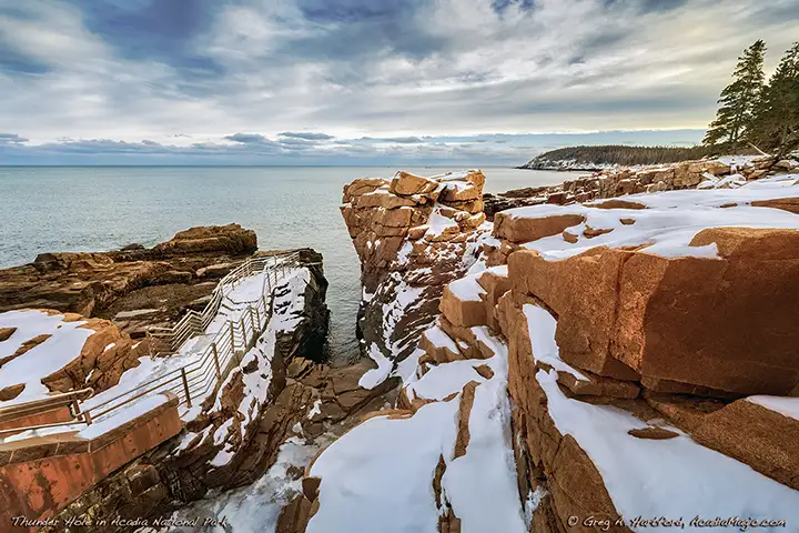Thunder Hole in Acadia during early March