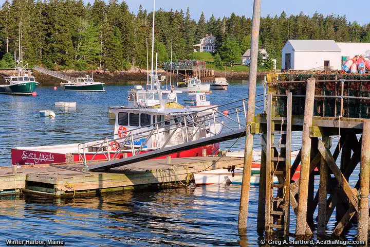Maine Lobster Boat next to Winter Harbor Dock