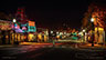 Ellsworth, Maine after dark with the lights on Main Street