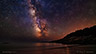 View of the Milky Way at Sand Beach in Acadia National Park, Maine at night