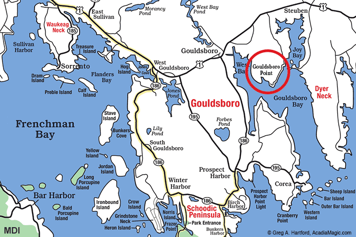 Location map of Gouldsboro Point, Maine